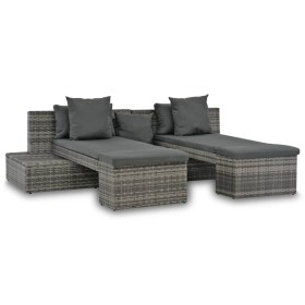 4-teiliges Gartenmöbel-Set und graue synthetische Rattankissen von vidaXL, Outdoor-Sofas - Ref: Foro24-44724, Preis: 396,99 €...