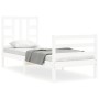 Estructura de cama individual con cabecero madera maciza blanco de , Camas y somieres - Ref: Foro24-3193882, Precio: 103,21 €...