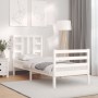 Estructura de cama individual con cabecero madera maciza blanco de , Camas y somieres - Ref: Foro24-3193882, Precio: 103,21 €...