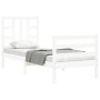 Estructura de cama individual con cabecero madera maciza blanco de , Camas y somieres - Ref: Foro24-3193882, Precio: 103,21 €...