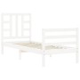 Estructura de cama individual con cabecero madera maciza blanco de , Camas y somieres - Ref: Foro24-3193882, Precio: 103,21 €...