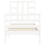 Estructura de cama individual con cabecero madera maciza blanco de , Camas y somieres - Ref: Foro24-3193882, Precio: 103,21 €...