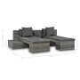 4-teiliges Gartenmöbel-Set und graue synthetische Rattankissen von vidaXL, Outdoor-Sofas - Ref: Foro24-44724, Preis: 413,02 €...