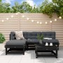 Garden sofa set 5 pieces solid black pine wood by , Garden sets - Ref: Foro24-3186519, Price: 306,99 €, Discount: %