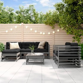 Garden furniture set 7 pieces solid gray pine wood by , Garden sets - Ref: Foro24-3186237, Price: 509,99 €, Discount: %