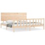 Bed frame with solid wood headboard 200x200 cm by , Beds and slatted bases - Ref: Foro24-3193421, Price: 169,82 €, Discount: %