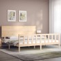 Bed frame with solid wood headboard 200x200 cm by , Beds and slatted bases - Ref: Foro24-3193421, Price: 169,82 €, Discount: %