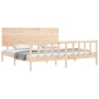 Bed frame with solid wood headboard 200x200 cm by , Beds and slatted bases - Ref: Foro24-3193421, Price: 169,82 €, Discount: %