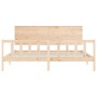 Bed frame with solid wood headboard 200x200 cm by , Beds and slatted bases - Ref: Foro24-3193421, Price: 169,82 €, Discount: %