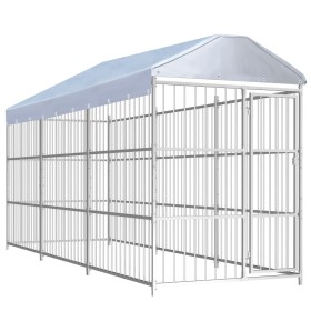 Outdoor-Zwinger mit Dach 450x150 cm von vidaXL, Hundehütten und Zäune - Ref: Foro24-144623, Preis: 853,61 €, Rabatt: %