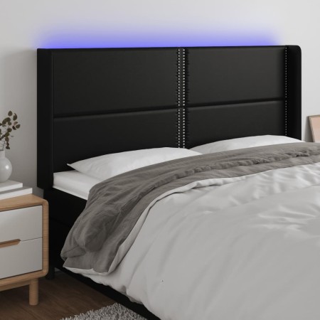 Headboard with LED black synthetic leather 203x16x118/128 cm by , Headboards and footboards - Ref: Foro24-3124016, Price: 131...