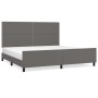 Bed frame with headboard gray synthetic leather 200x200 cm by , Beds and slatted bases - Ref: Foro24-3125534, Price: 230,30 €...