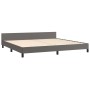 Bed frame with headboard gray synthetic leather 200x200 cm by , Beds and slatted bases - Ref: Foro24-3125534, Price: 230,30 €...