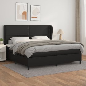 Box spring bed with black synthetic leather mattress 200x200 cm by , Beds and slatted bases - Ref: Foro24-3128991, Price: 704...