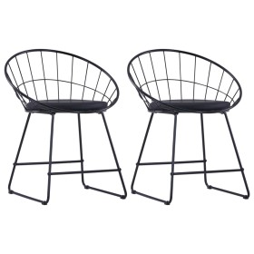 Dining Chairs Faux Leather Seats 2 Pcs Black Steel by vidaXL, dining chairs - Ref: Foro24-247274, Price: 119,99 €, Discount: %