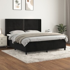 Box spring bed with black velvet mattress 160x200 cm by , Beds and slatted bases - Ref: Foro24-3132629, Price: 559,99 €, Disc...