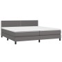 Box spring bed with mattress and LED gray synthetic leather 200x200 cm by , Beds and slatted bases - Ref: Foro24-3134187, Pri...