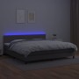 Box spring bed with mattress and LED gray synthetic leather 200x200 cm by , Beds and slatted bases - Ref: Foro24-3134187, Pri...