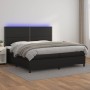 Cama box spring colchón y LED cuero sintético negro 200x200 cm de , Camas y somieres - Ref: Foro24-3135903, Precio: 696,04 €,...