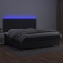 Cama box spring colchón y LED cuero sintético negro 200x200 cm de , Camas y somieres - Ref: Foro24-3135903, Precio: 696,04 €,...