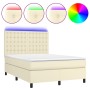 Cama box spring colchón y LED cuero sintético crema 140x190 cm de , Camas y somieres - Ref: Foro24-3135941, Precio: 542,71 €,...