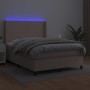 Box spring bed LED mattress synthetic leather cappuccino 140x190cm by , Beds and slatted bases - Ref: Foro24-3139264, Price: ...