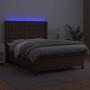 Box spring bed with mattress and LED brown synthetic leather 140x190 cm by , Beds and slatted bases - Ref: Foro24-3139382, Pr...