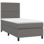 Cama box spring con colchón cuero sintético gris 100x200 cm de , Camas y somieres - Ref: Foro24-3142771, Precio: 354,75 €, De...