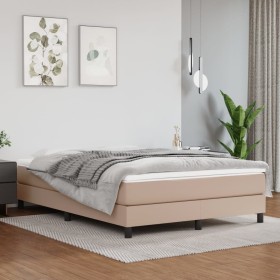 Cama box spring con colchón cuero sintético capuchino 140x190cm de , Camas y somieres - Ref: Foro24-3144260, Precio: 413,99 €...