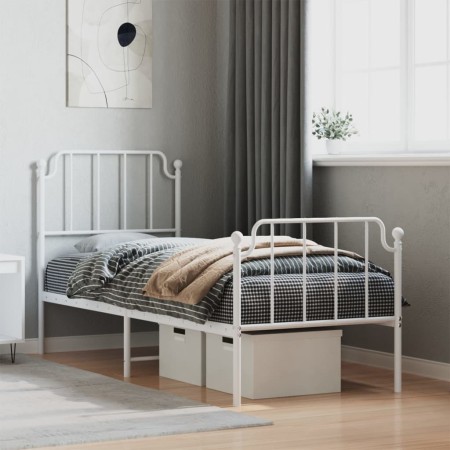 Metal bed frame with headboard and footboard white 80x200 cm by , Beds and slatted bases - Ref: Foro24-373945, Price: 68,12 €...