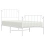 Metal bed frame with headboard and footboard white 90x200 cm by , Beds and slatted bases - Ref: Foro24-373947, Price: 73,40 €...