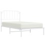 Metal bed frame with white headboard 100x190 cm by , Beds and slatted bases - Ref: Foro24-373930, Price: 62,16 €, Discount: %