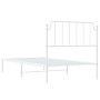 Metal bed frame with white headboard 100x190 cm by , Beds and slatted bases - Ref: Foro24-373930, Price: 62,16 €, Discount: %