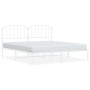 White metal bed frame with headboard 160x200 cm by , Beds and slatted bases - Ref: Foro24-373939, Price: 95,95 €, Discount: %