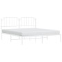 White metal bed frame with headboard 160x200 cm by , Beds and slatted bases - Ref: Foro24-373939, Price: 95,95 €, Discount: %