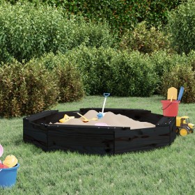 Sandbox with octagon seats solid black pine wood by , sandboxes - Ref: Foro24-825013, Price: 66,99 €, Discount: %