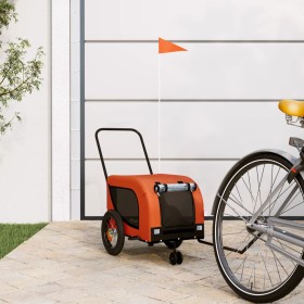 Pet Bicycle Trailer Iron Oxford Cloth Orange Black by , pet strollers - Ref: Foro24-94012, Price: 91,99 €, Discount: %