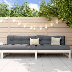 Central garden sofas 2 pcs white pine wood 120x80 cm by , Modular outdoor sofas - Ref: Foro24-825717, Price: 204,99 €, Discou...