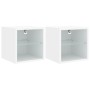 Wall TV cabinets with LED lights 2 pcs white 30x28.5x30 cm by , TV Furniture - Ref: Foro24-836974, Price: 44,59 €, Discount: %