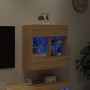 Wandmontierter TV-Schrank mit LED-Leuchten Sonoma-Eiche 58,5 x 30 x 60,5 cm von , TV-Möbel - Ref: Foro24-837094, Preis: 55,38...