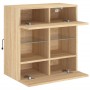 Wandmontierter TV-Schrank mit LED-Leuchten Sonoma-Eiche 58,5 x 30 x 60,5 cm von , TV-Möbel - Ref: Foro24-837094, Preis: 55,38...