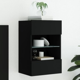 Wall-mounted TV cabinet with LED lights black 40x30x60.5 cm by , TV Furniture - Ref: Foro24-837080, Price: 47,99 €, Discount: %