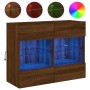 Wall-mounted TV cabinet with LED lights brown oak 78.5x30x60.5 cm by , TV Furniture - Ref: Foro24-837105, Price: 68,22 €, Dis...