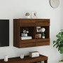 Wall-mounted TV cabinet with LED lights brown oak 78.5x30x60.5 cm by , TV Furniture - Ref: Foro24-837105, Price: 68,22 €, Dis...