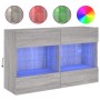 Wall-mounted TV cabinet with LED lights Sonoma gray 98.5x30x60.5 cm by , TV Furniture - Ref: Foro24-837111, Price: 53,99 €, D...