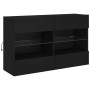 Wall-mounted TV cabinet with LED lights black 98.5x30x60.5 cm by , TV Furniture - Ref: Foro24-837107, Price: 78,87 €, Discoun...