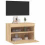 Wall-mounted TV cabinet with LED lights Sonoma oak 60x30x40 cm by , TV Furniture - Ref: Foro24-837187, Price: 47,24 €, Discou...