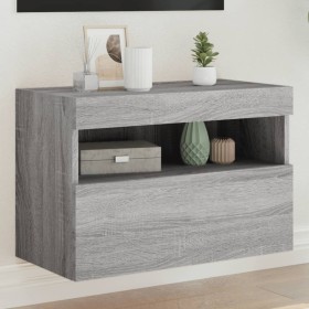 Wall-mounted TV cabinet with LED lights Sonoma gray 60x30x40 cm by , TV Furniture - Ref: Foro24-837193, Price: 49,99 €, Disco...