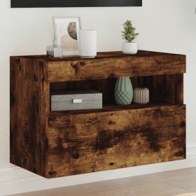 Wall-mounted TV cabinet with LED lights smoked oak 60x30x40 cm by , TV Furniture - Ref: Foro24-837191, Price: 47,20 €, Discou...