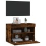 Wall-mounted TV cabinet with LED lights smoked oak 60x30x40 cm by , TV Furniture - Ref: Foro24-837191, Price: 47,99 €, Discou...